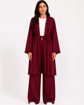 Burgundy Fringe Trim Layered Set