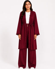 Burgundy Fringe Trim Layered Set