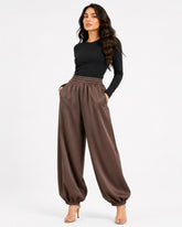 Brown Fluid Balloon Trousers