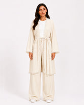 Beige Fringe Trim Layered Set