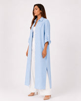 Blue Striped Overlay Coat