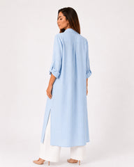 Blue Striped Overlay Coat