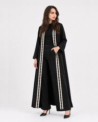 Embroidered Trim Long Coat