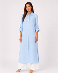 Blue Striped Overlay Coat