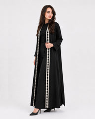 Embroidered Trim Long Coat