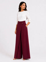 Burgundy Wrap Wide-Leg Pants