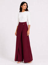 Burgundy Wrap Wide-Leg Pants
