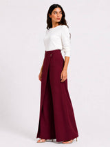 Burgundy Wrap Wide-Leg Pants
