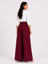 Burgundy Wrap Wide-Leg Pants