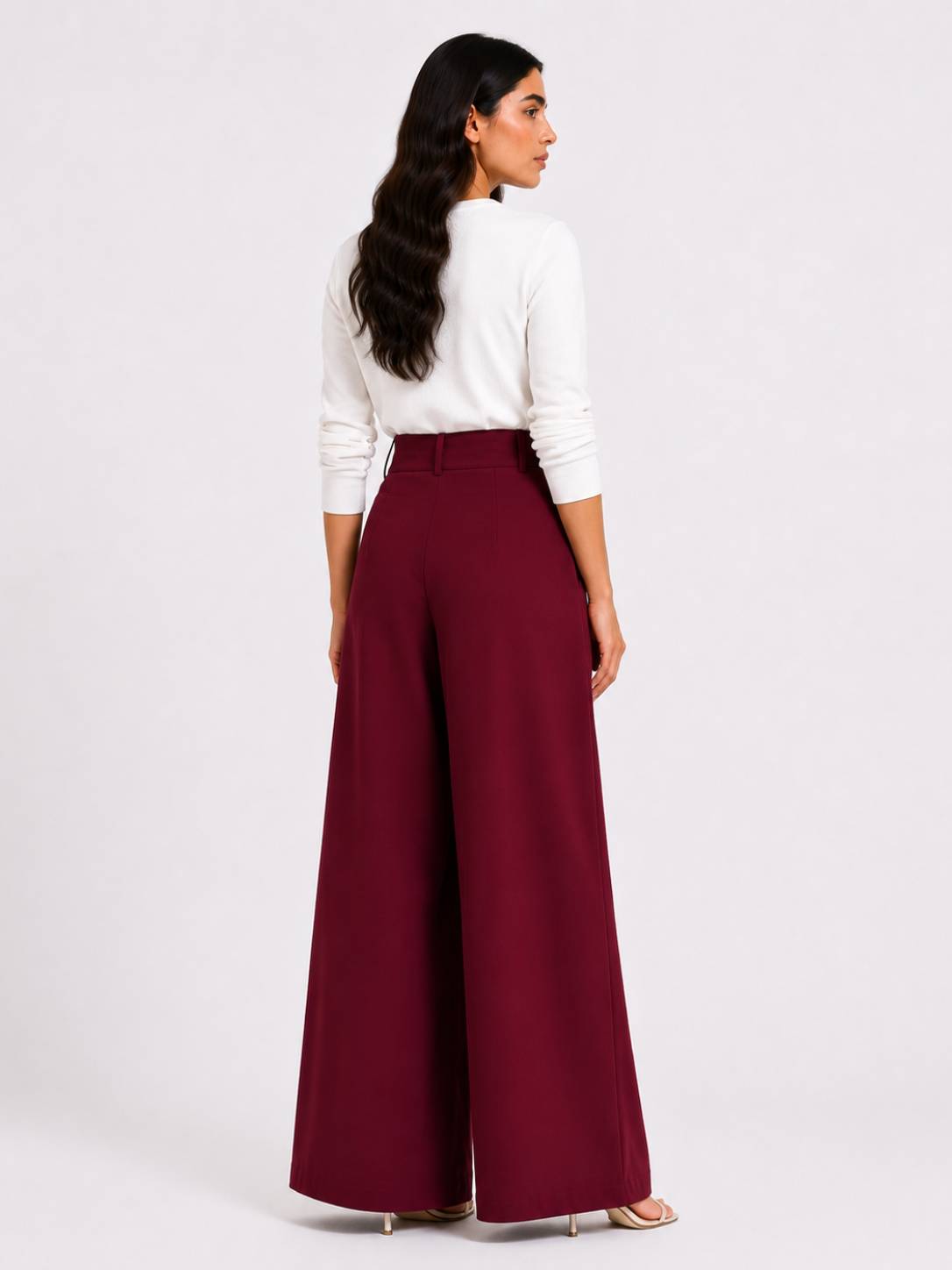 Burgundy Wrap Wide-Leg Pants