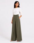 Olive Wrap Wide-Leg Pants
