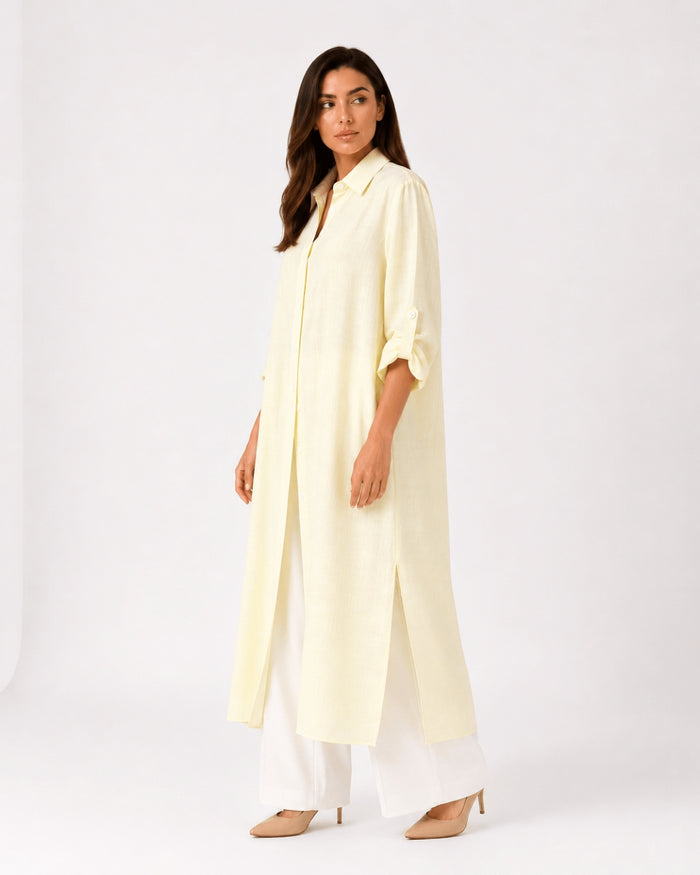 Yellow Striped Overlay Coat