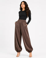 Brown Fluid Balloon Trousers