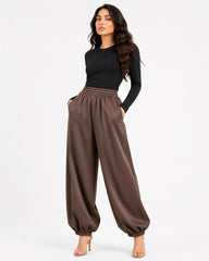 Brown Fluid Balloon Trousers