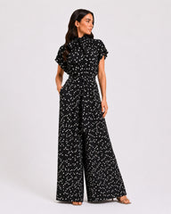 Midnight Polka Dot Tie-Neck Set
