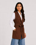 Brown Tailored Belted Vest