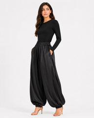 Black Fluid Balloon Trousers