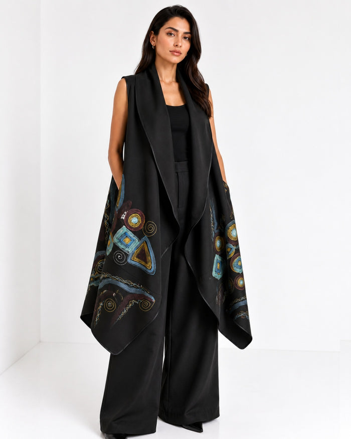 Abstract Hand Painted Draped Vest