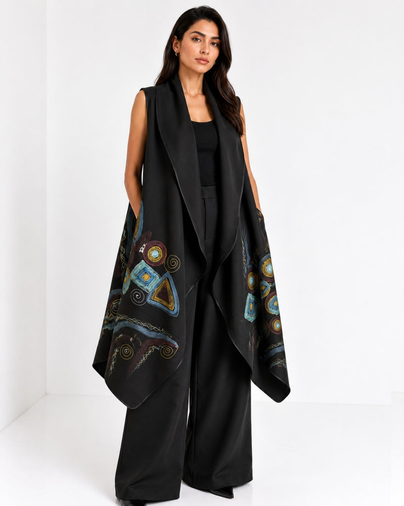 Abstract Hand Painted Draped Vest