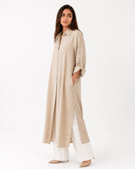 Beige Striped Overlay Coat