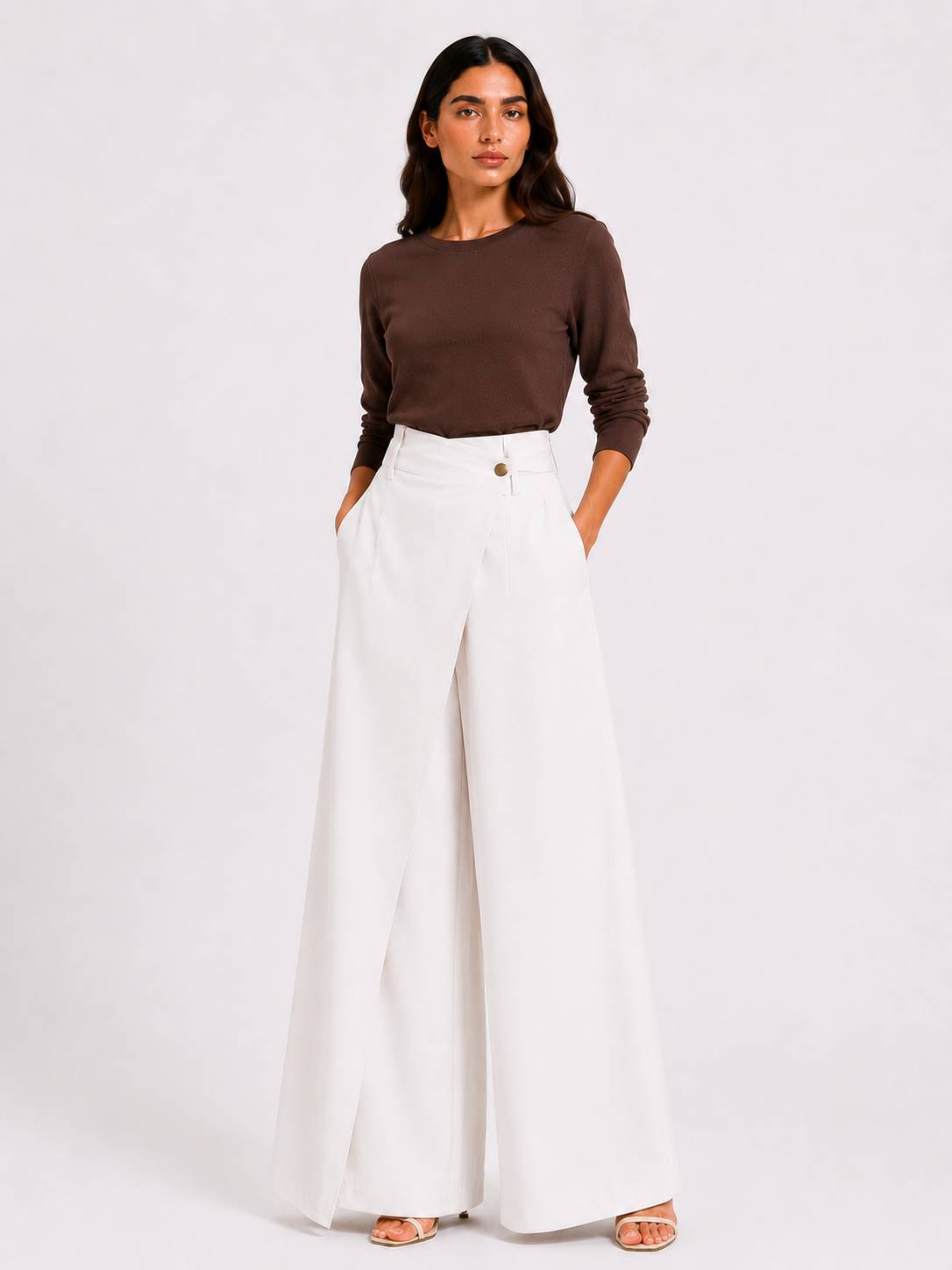 Off-White Wrap Wide-Leg Pants