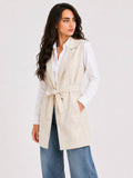 Beige Tailored Belted Vest