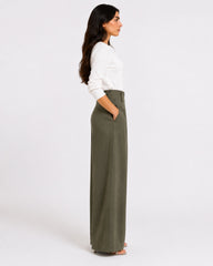 Olive Wrap Wide-Leg Pants
