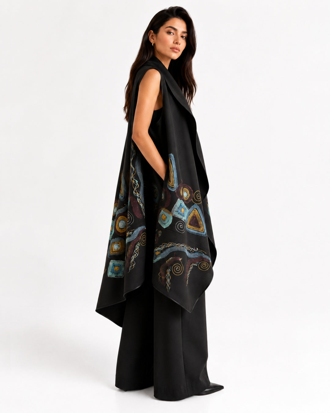 Abstract Hand Painted Draped Vest
