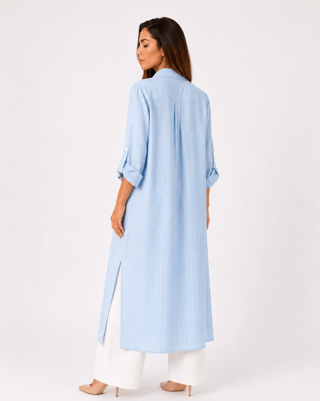 Blue Striped Overlay Coat