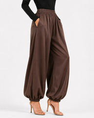 Brown Fluid Balloon Trousers