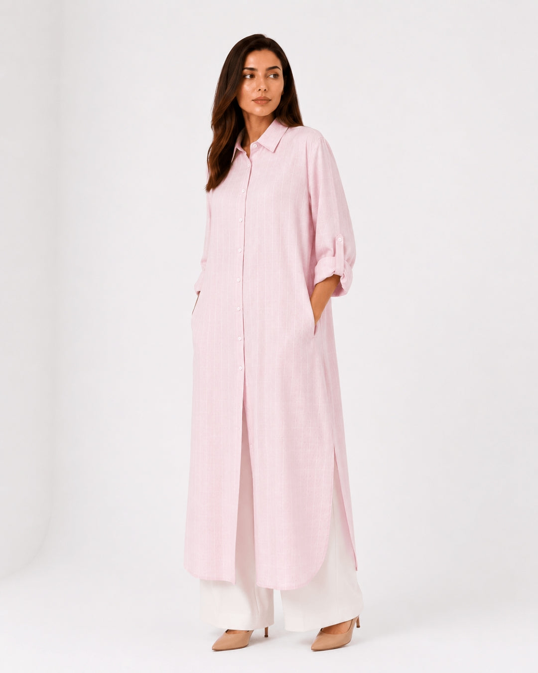 Pink Striped Overlay Coat