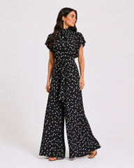 Midnight Polka Dot Tie-Neck Set
