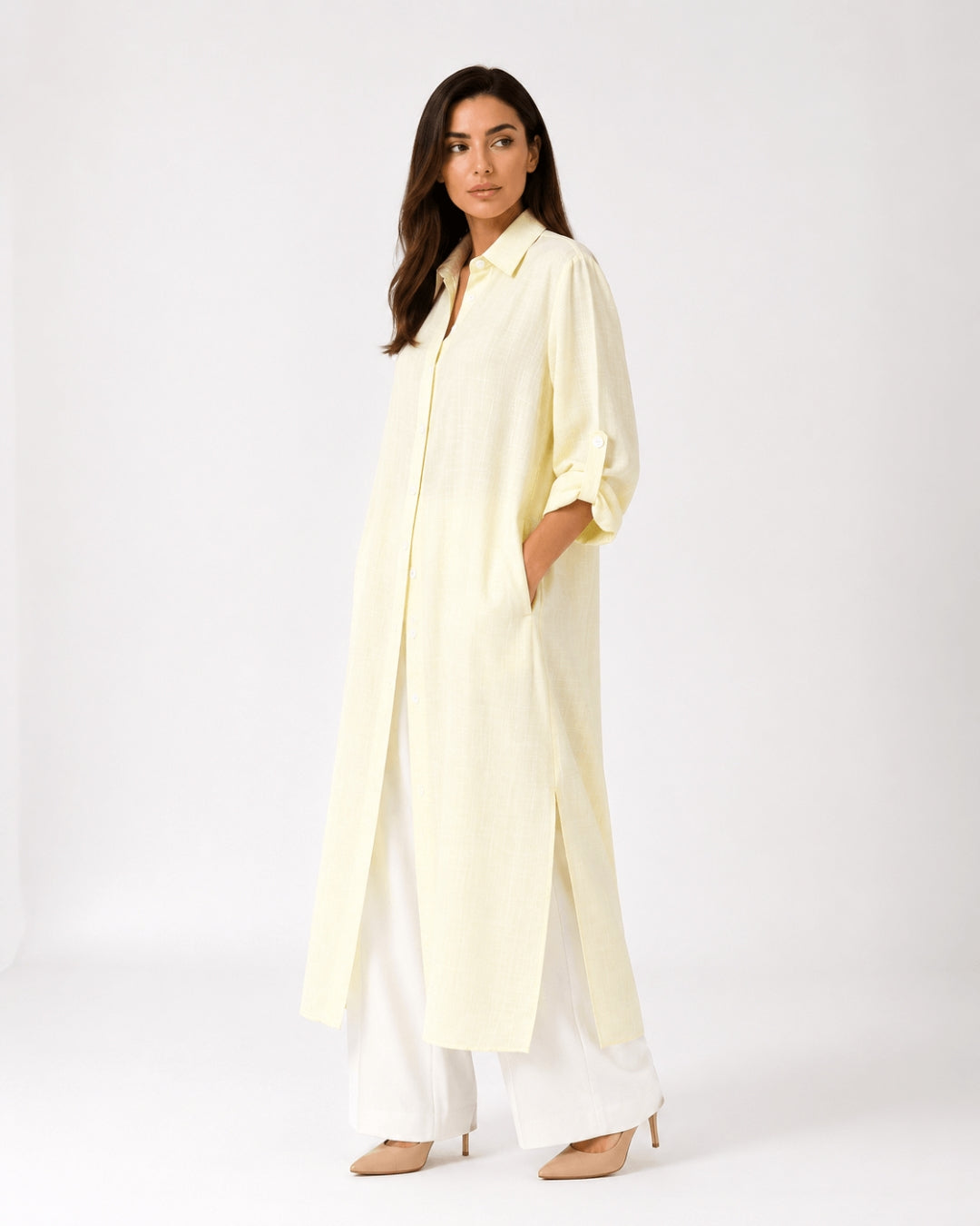 Yellow Striped Overlay Coat