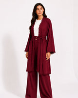 Burgundy Fringe Trim Layered Set