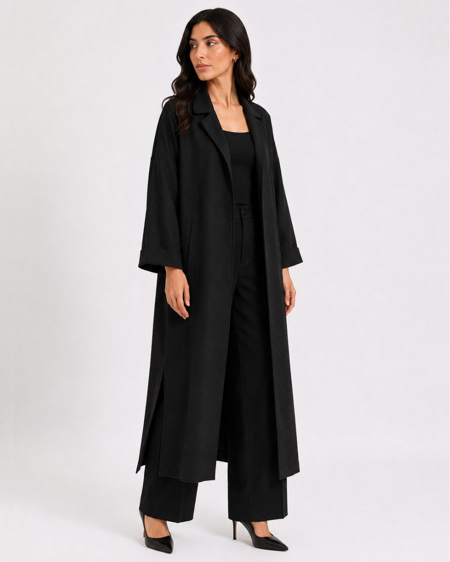 Relaxed Fit Long Coat Black