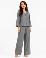 Grey Relaxed Fit Striped Set