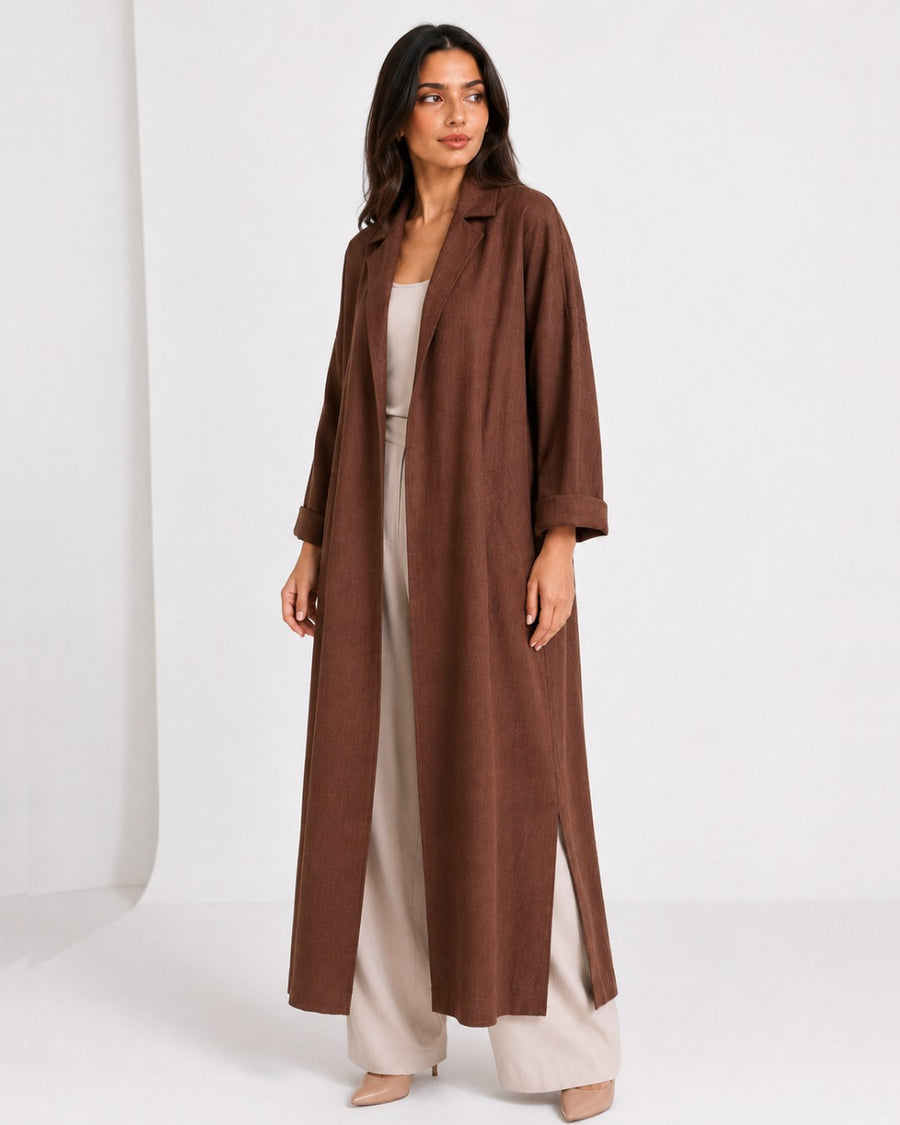 Relaxed Fit Long Coat Brown