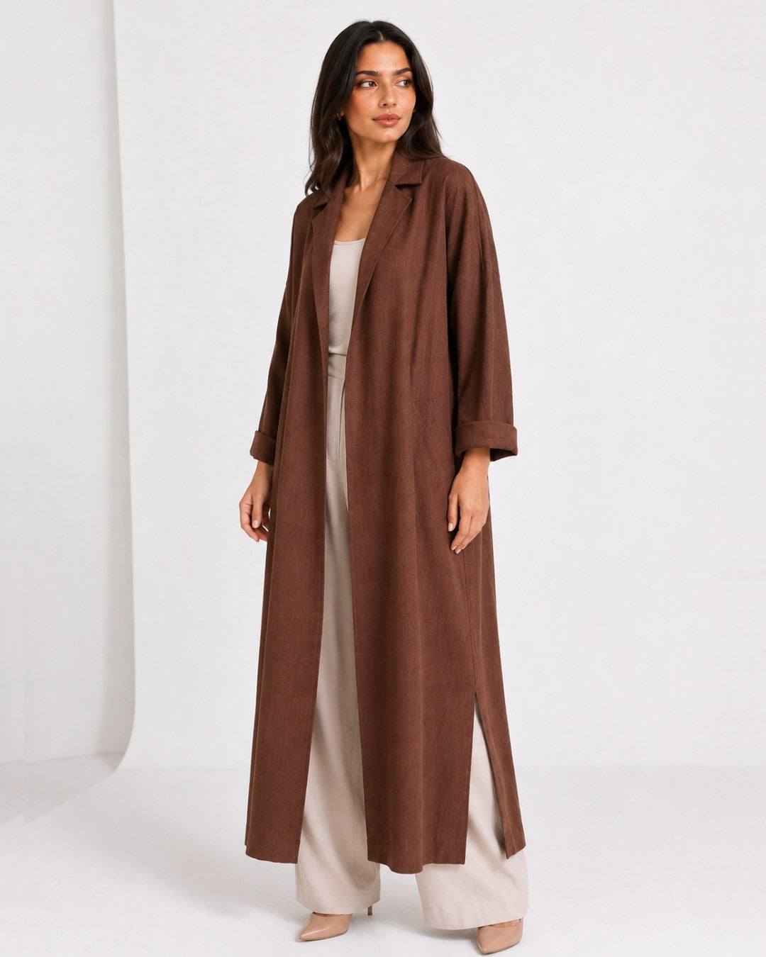 Relaxed Fit Long Coat Brown