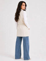 Beige Tailored Belted Vest