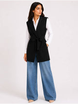 Black Tailored Belted Vest