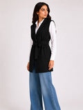 Black Tailored Belted Vest