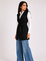 Black Tailored Belted Vest