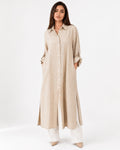 Beige Striped Overlay Coat