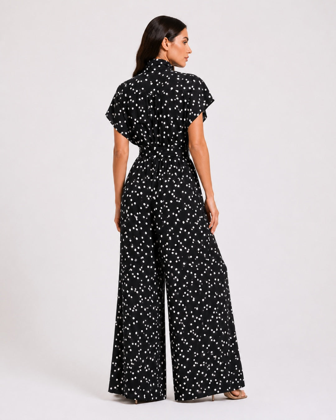 Midnight Polka Dot Tie-Neck Set