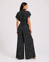 Midnight Polka Dot Tie-Neck Jump Suit