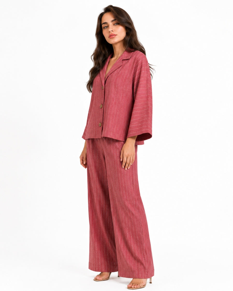 Rose Relaxed Fit Striped Set