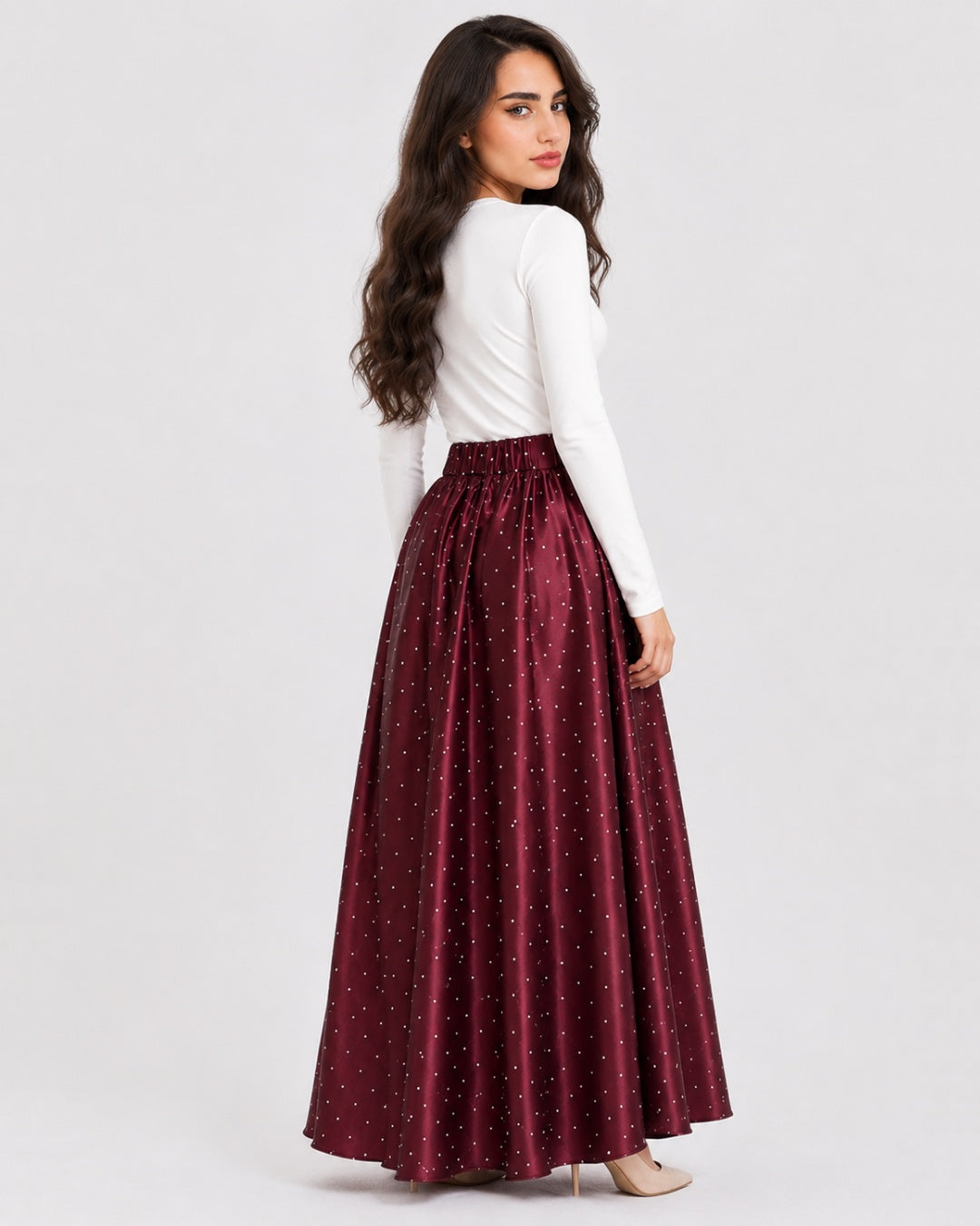 Burgundy Polka Dot Skirt