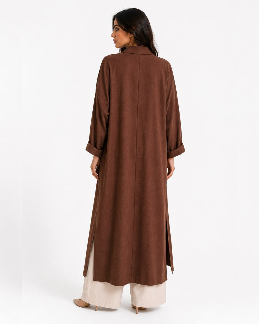 Relaxed Fit Long Coat Brown