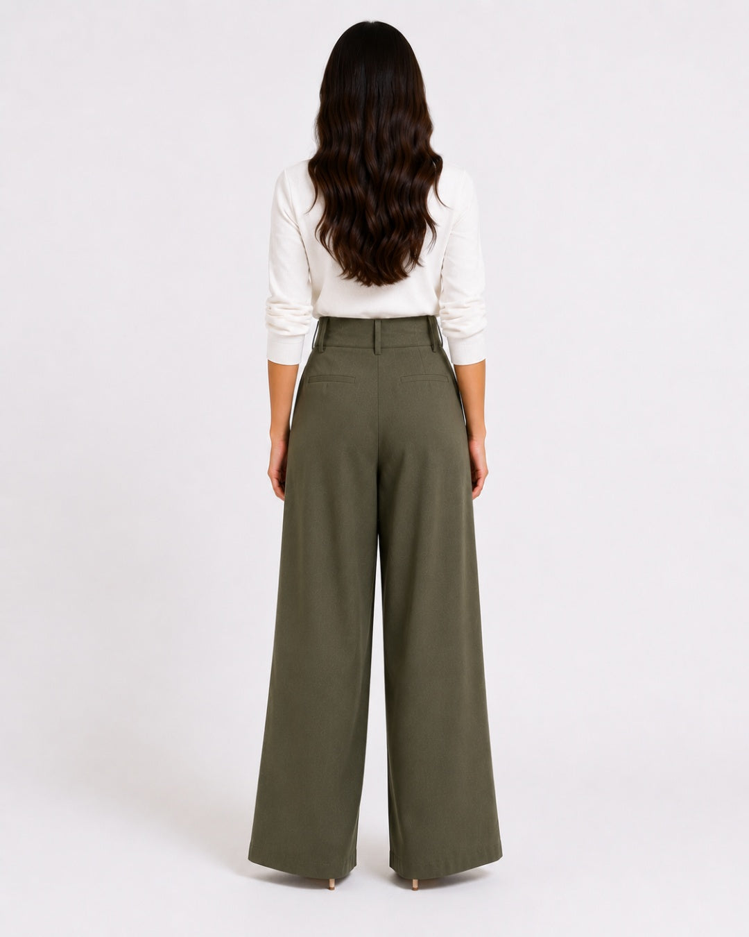 Olive Wrap Wide-Leg Pants