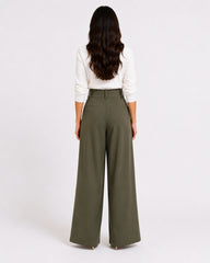 Olive Wrap Wide-Leg Pants